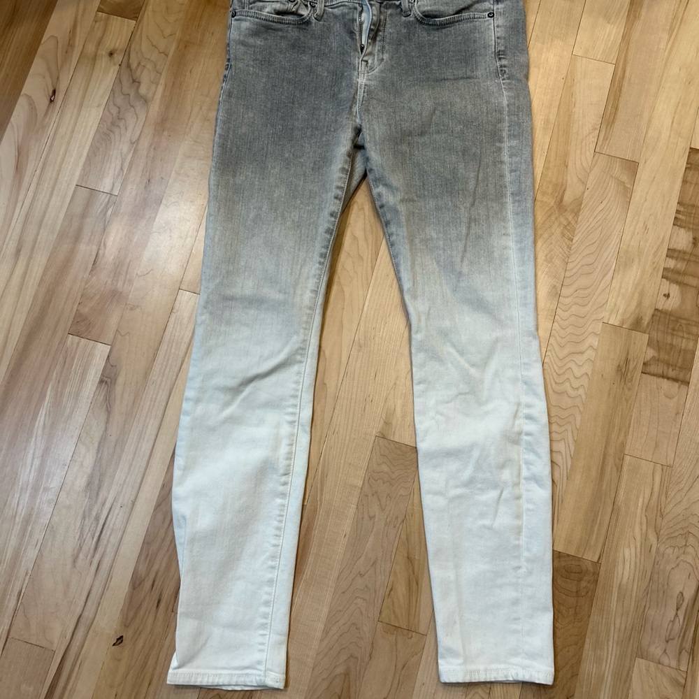 J Brand Gray and White Slim Jumpsuit with Gradient Effect